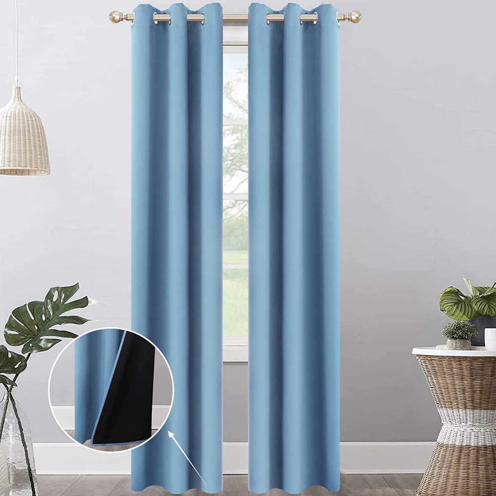 100% Blackout Curtains for Bedroom, Thermal Insulated Solid Full Light Blocking - Picture 1 of 6